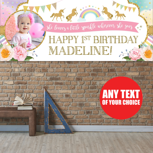 Personalized Banners Door Signs Party Supplies Canada Open A Unicorn Sparkle Personalized Giant Photo Banner