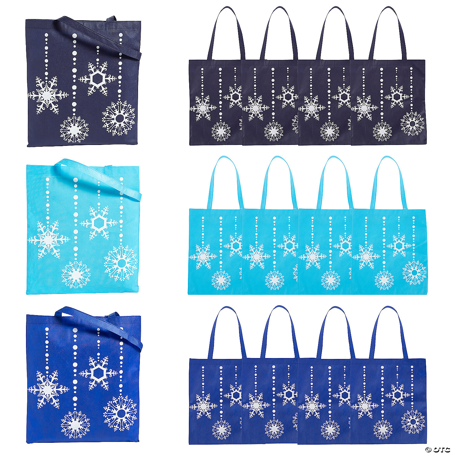 Large Blue Snowflake Totes - 12 Pack