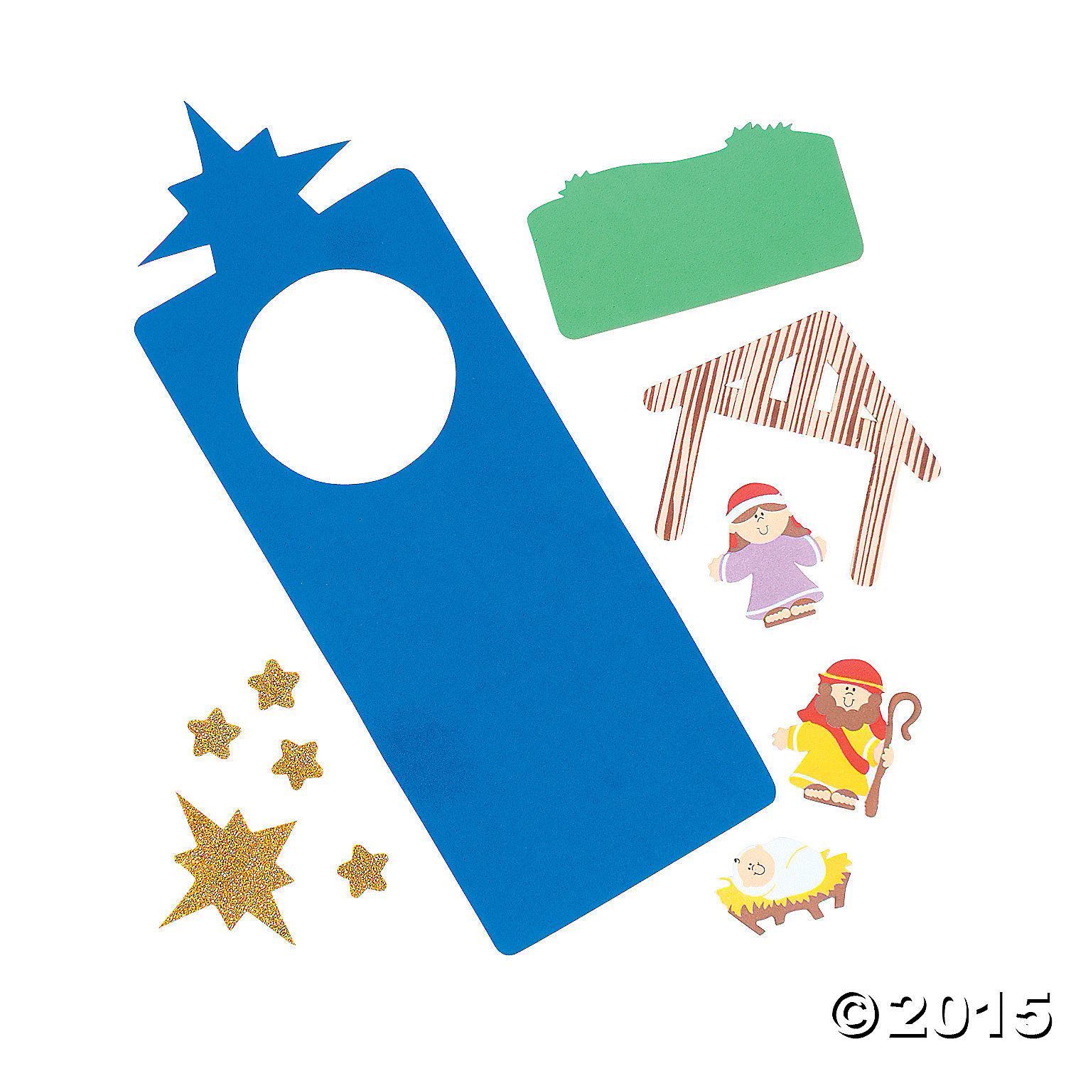 Religious Nativity Doorknob Hanger Craft Kits - 12 Pack