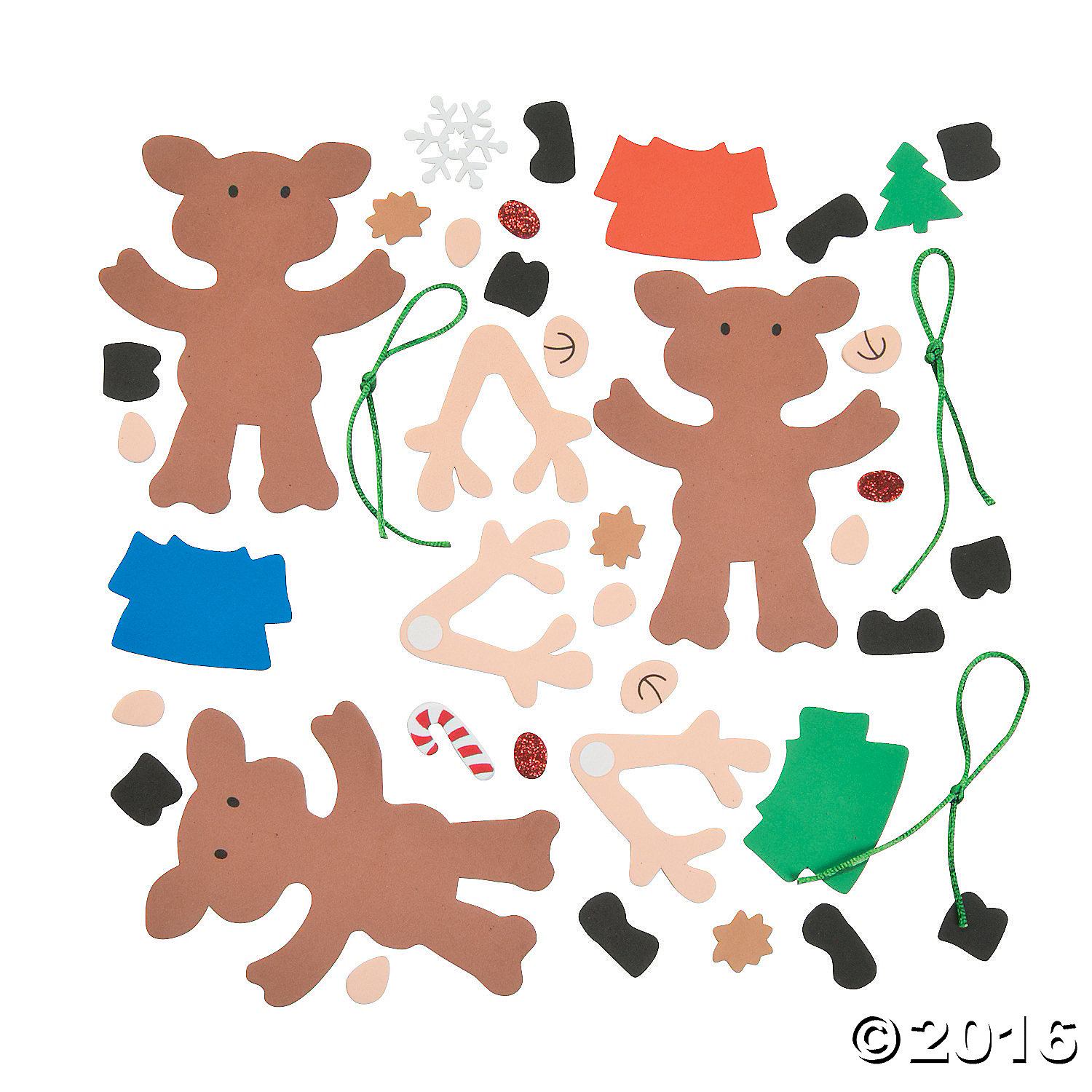 Reindeers with T-Shirt Ornament Craft Kits - 12 Pack