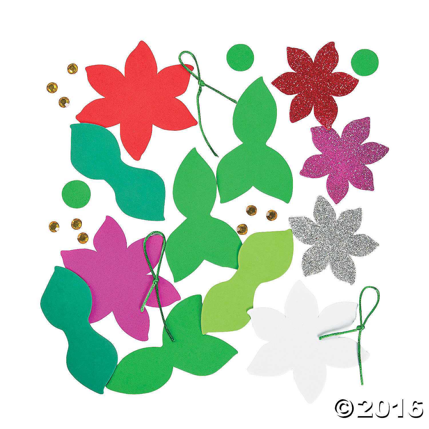 Poinsettia Ornament Craft Kits - 12 Pack