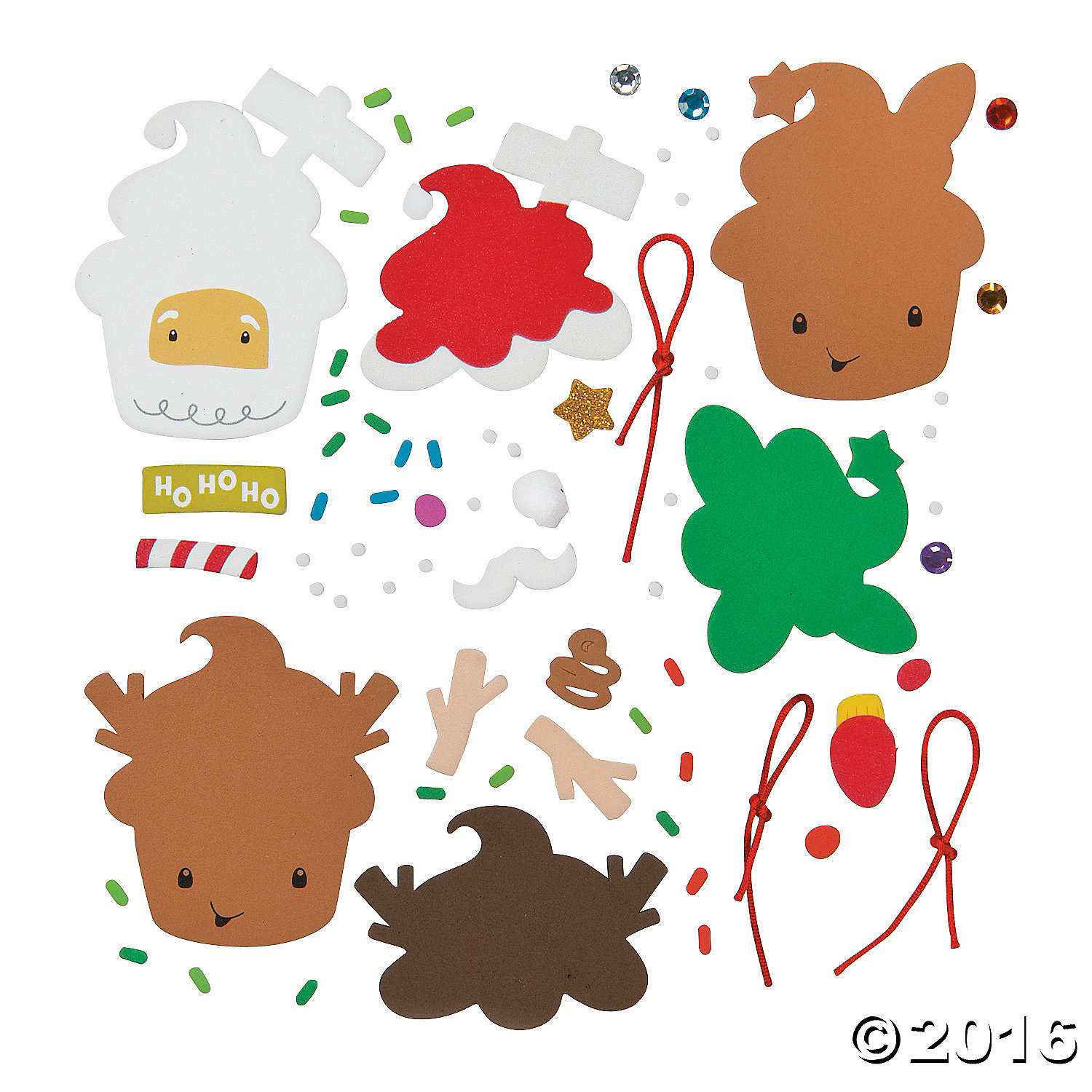 Christmas Cupcake Characters Ornament Craft Kit - 12 Pack