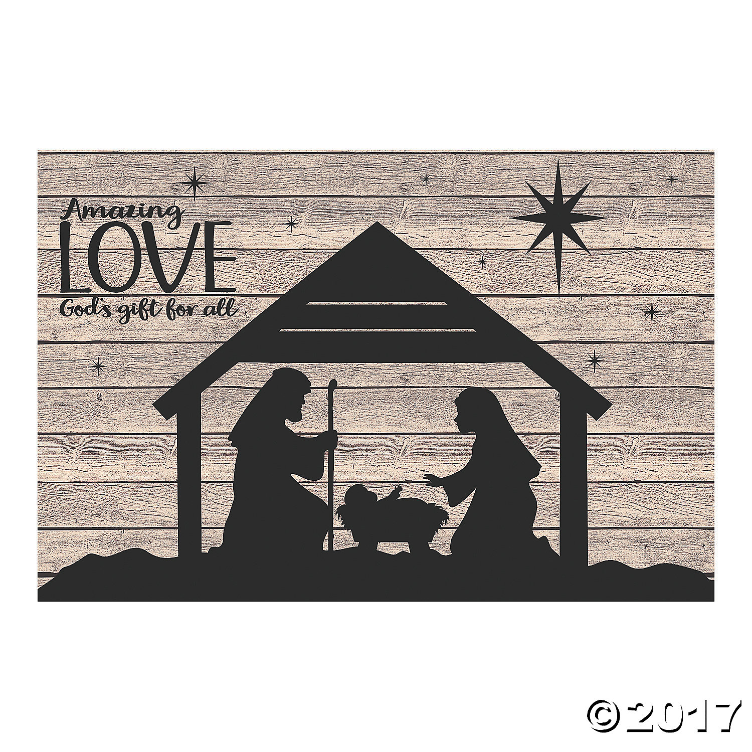 Religious: Nativity Barnwood Backdrop 9ft x 6ft Party Supplies Canada