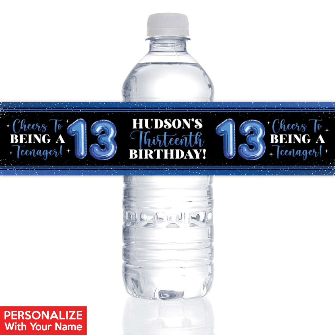 13th Birthday Girl PERSONALIZED VINYL Bottle Labels - 10 PK
