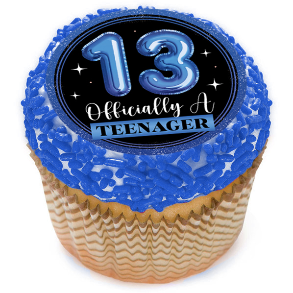 13th Birthday Blue Cupcake Icing Toppers 12pk