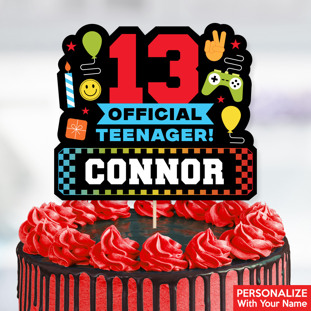 Official Teenager 13th Birthday PERSONALIZED Cake Pick Topper
