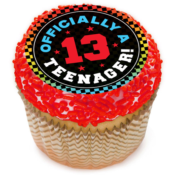 Official Teenager 13th Birthday Cupcake Icing Toppers 12pk