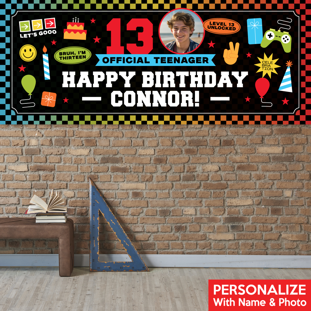 Official Teenager 13th Birthday PHOTO PERSONALIZED Giant Vinyl Banner