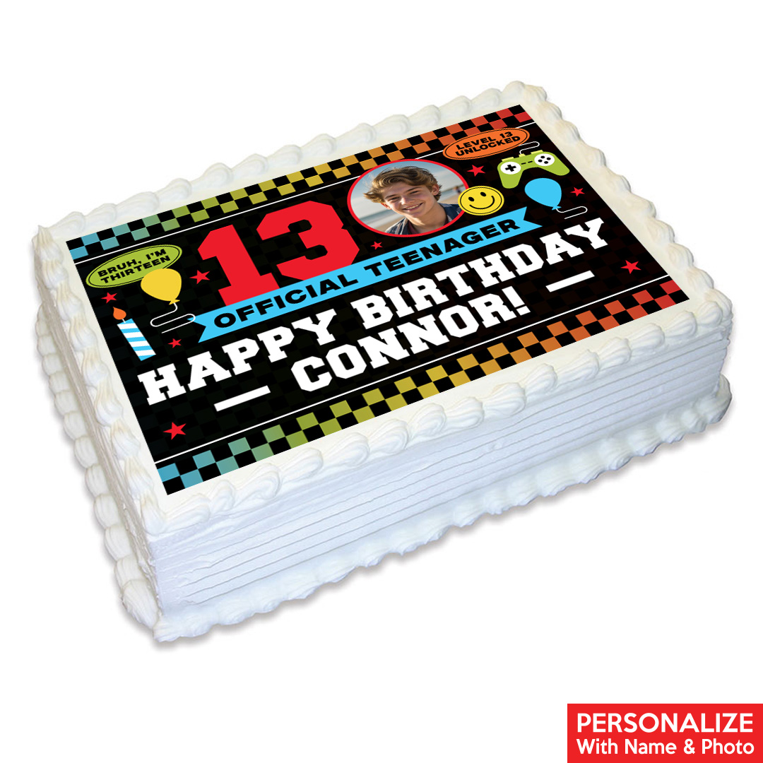 Official Teenager 13th Birthday Photo Personalizable Edible Icing