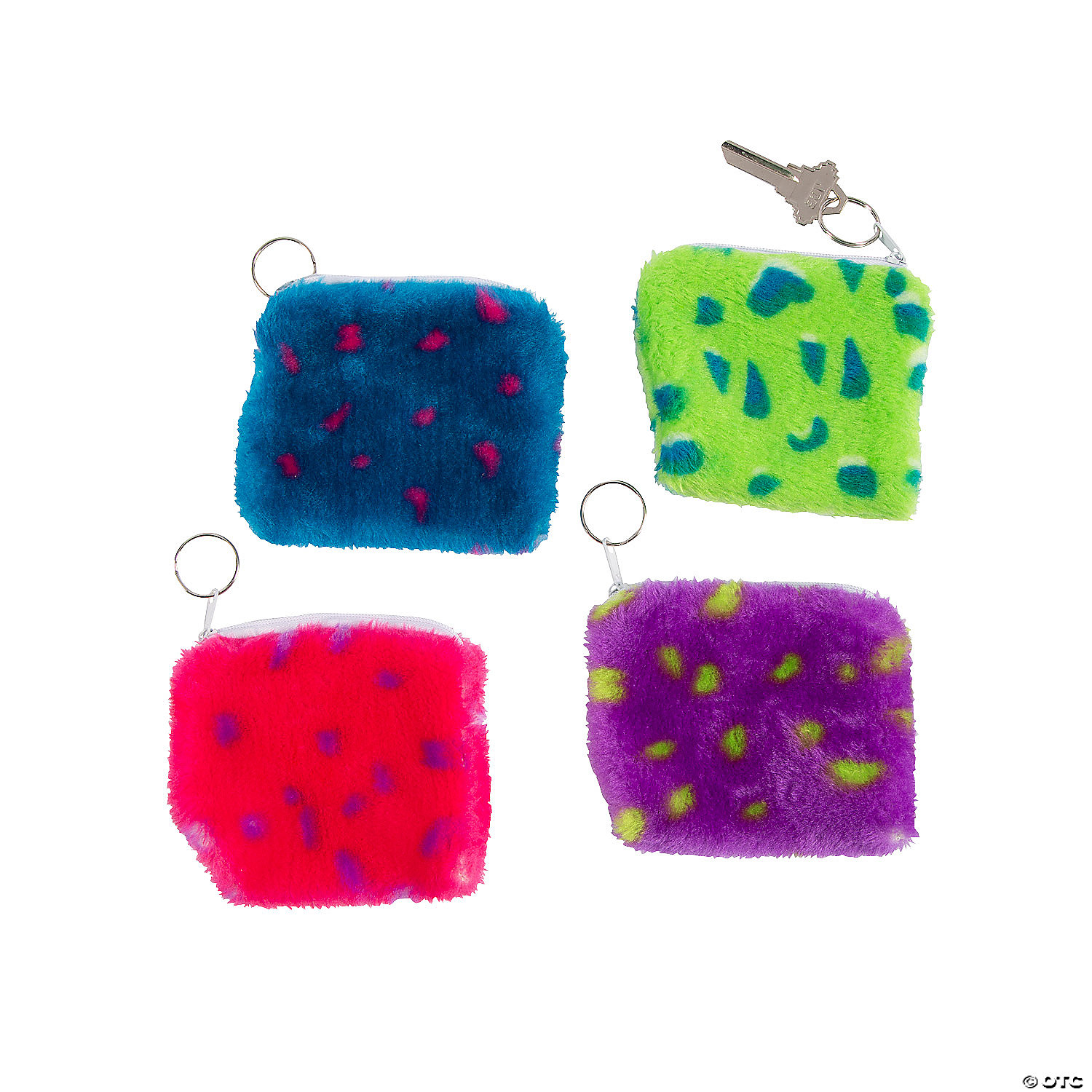 Plush Spotted Purse Keychains - 12 Pk