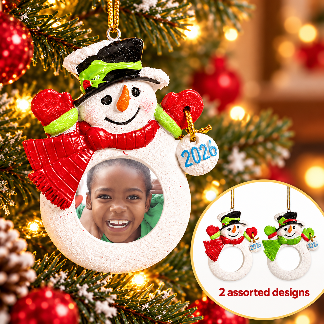 2026 Snowman Picture Frame Resin Christmas Ornaments