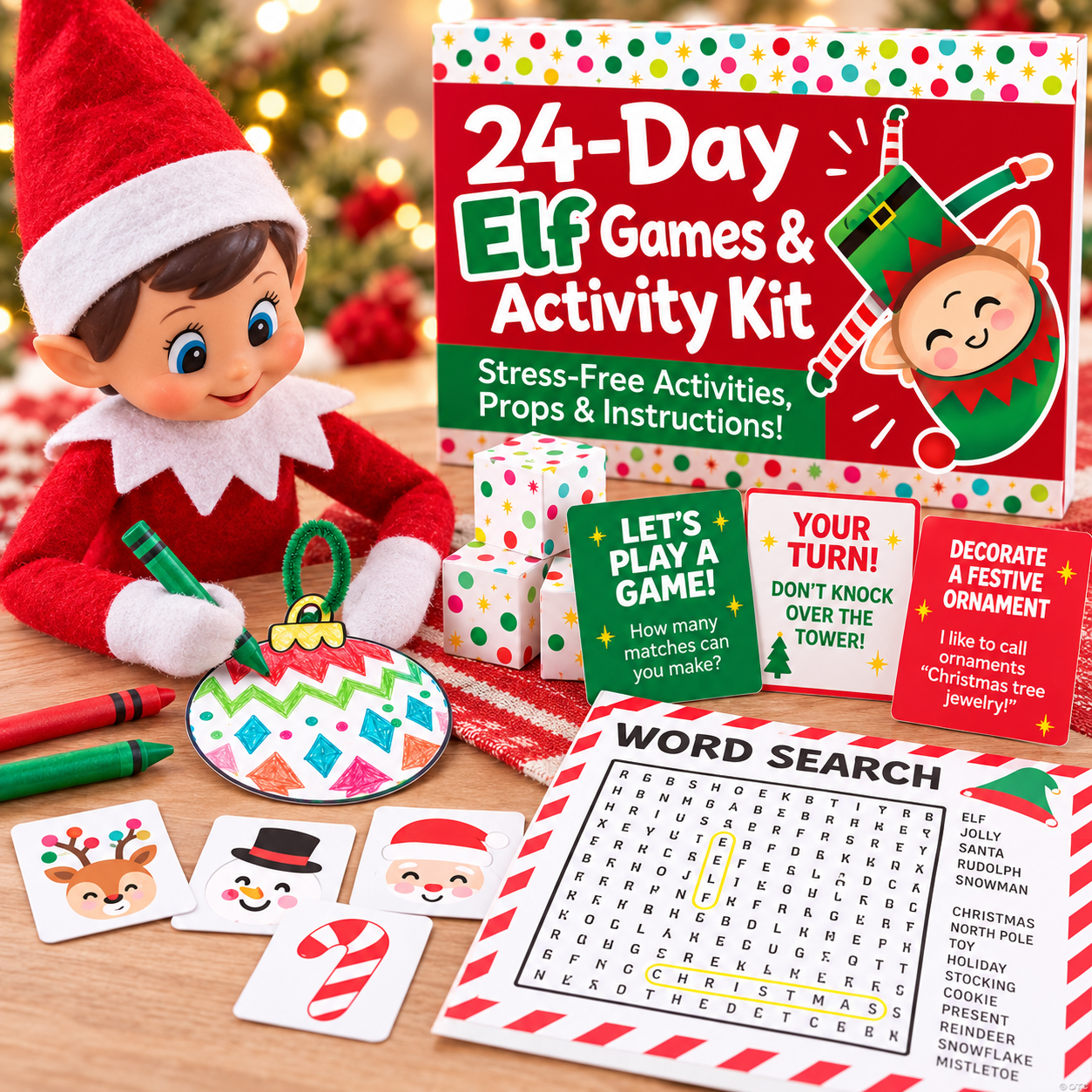 Elf Activity Kit w/Props & Instructions For 24 Days
