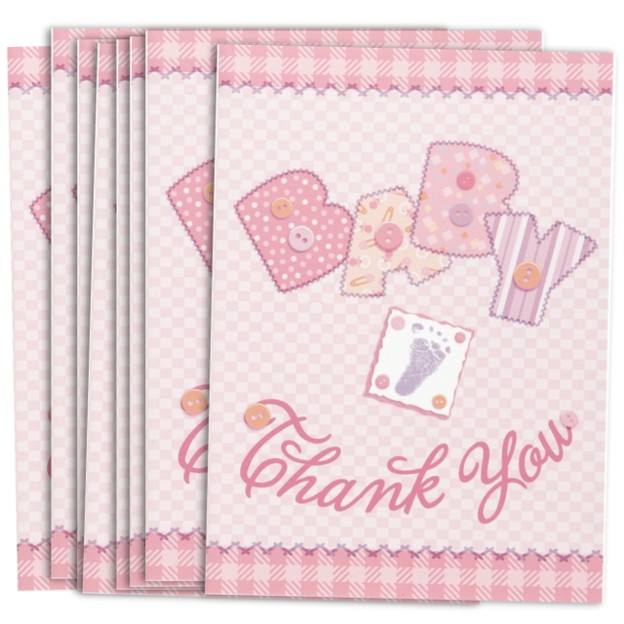 Baby Shower Thank you Cards & Envelopes 8 Pack