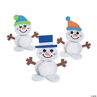 3D Pom-Pom Snowman Craft Kit - 12 Pack
