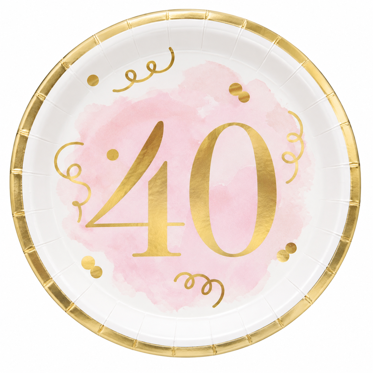 Blush Pink & Metallic Gold Happy Birthday Dinner Plates - 8 PK