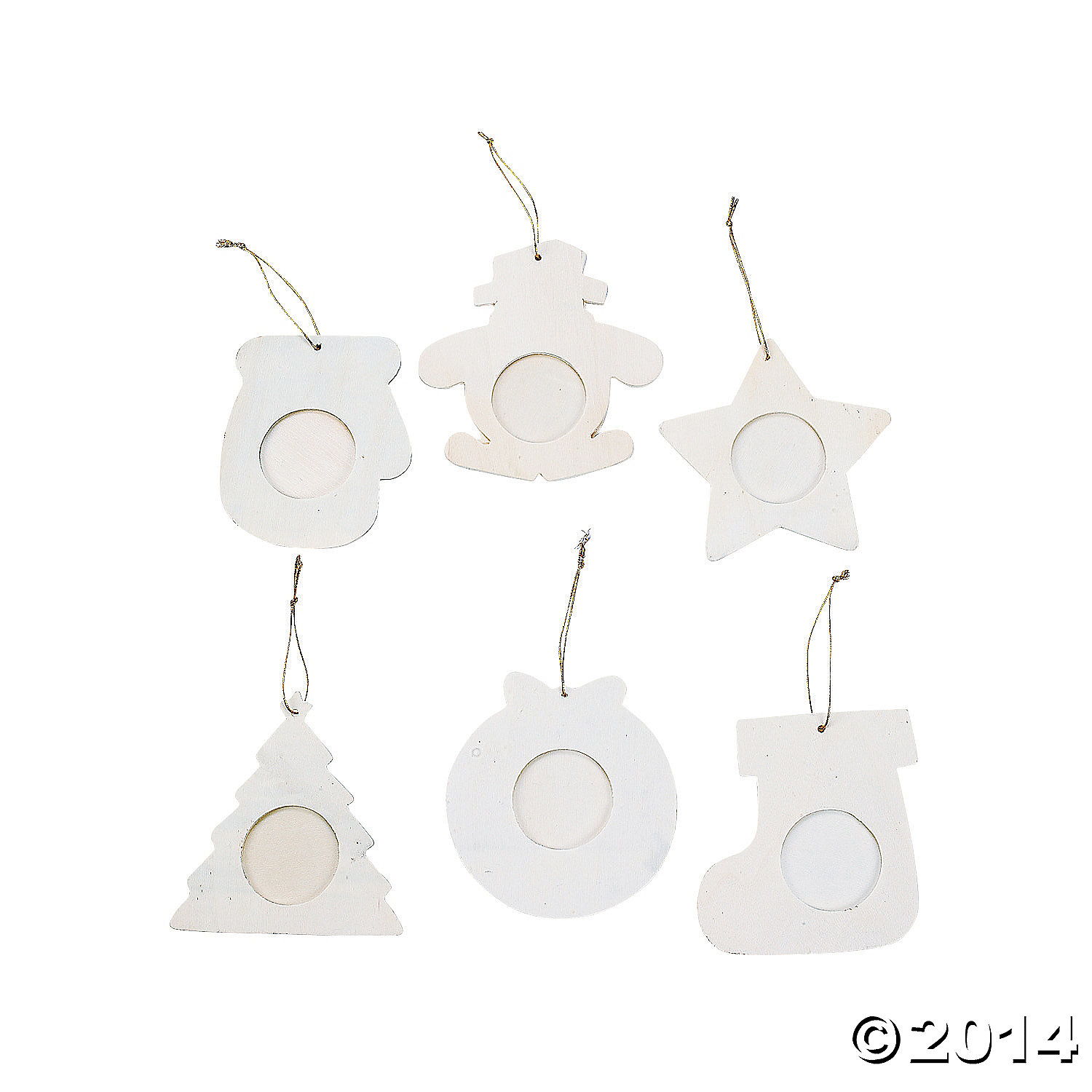 Unfinished Wood Picture Frame Ornaments 12 Pk