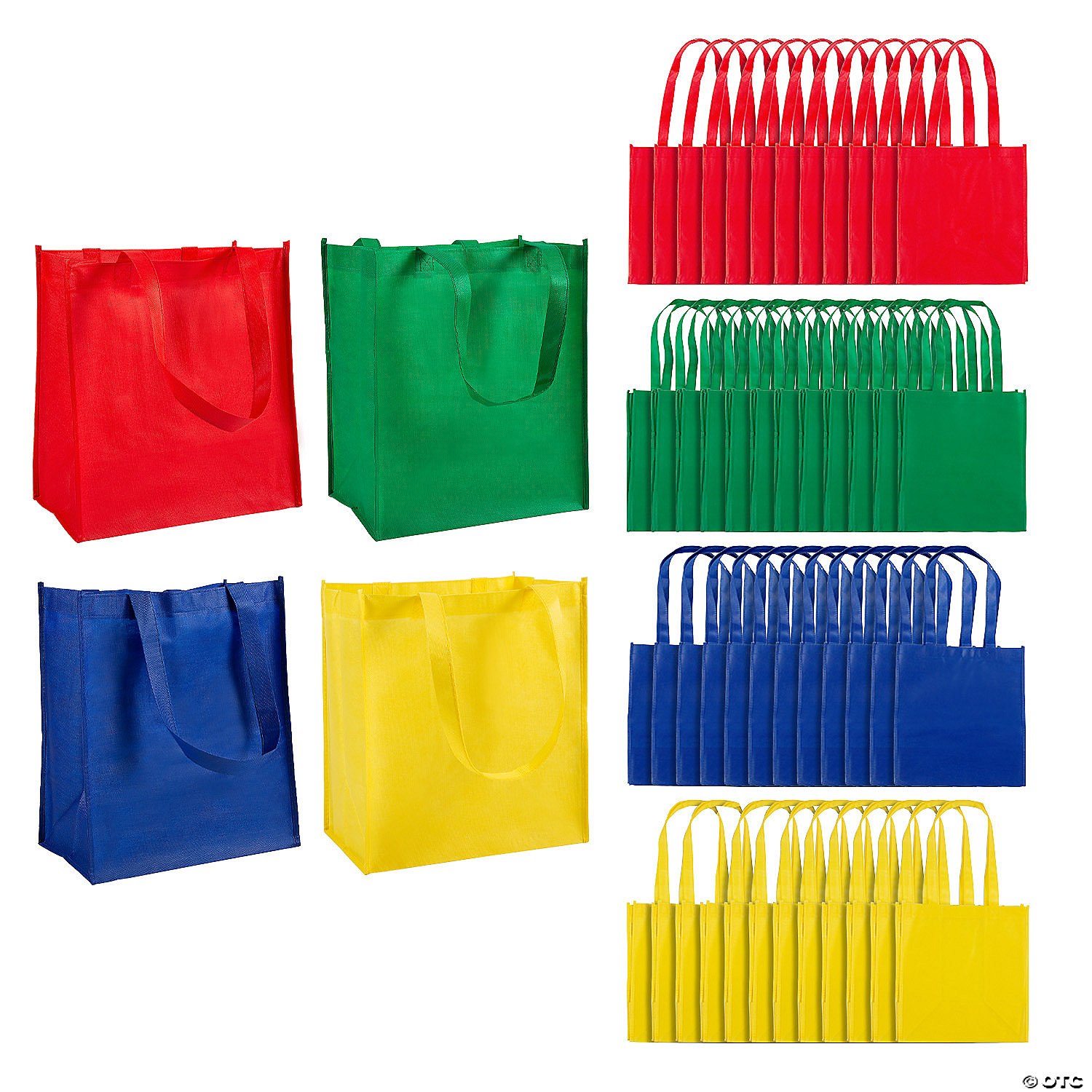 Bulk Primary Colour Shopping Tote Bags- Includes 50 Bags