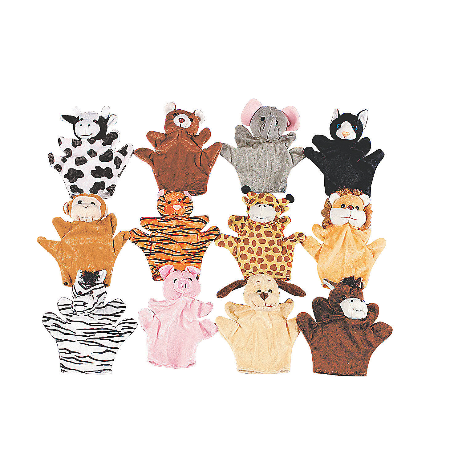 Animal Hand Puppets - 12pk