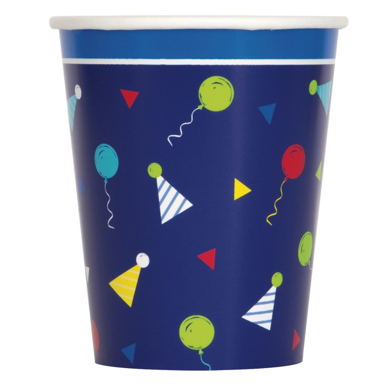 Peppy Blue Birthday 9oz Cups - 8PK