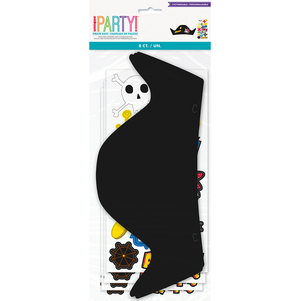 Ahoy Decorate Your Own Black Pirate Hats-8PK