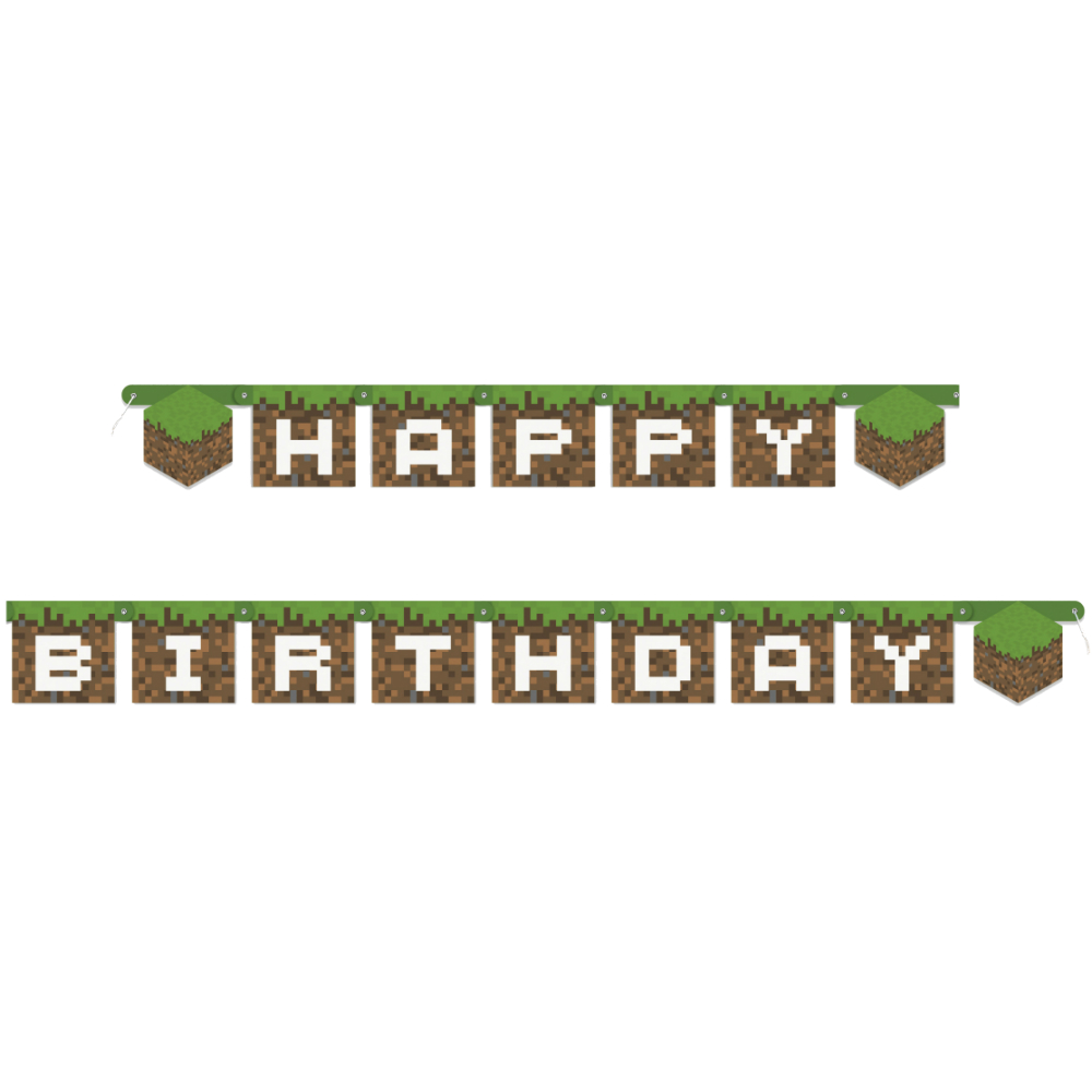 Minecraft Jointed 7 82ft Happy Birthday Banner Party Supplies