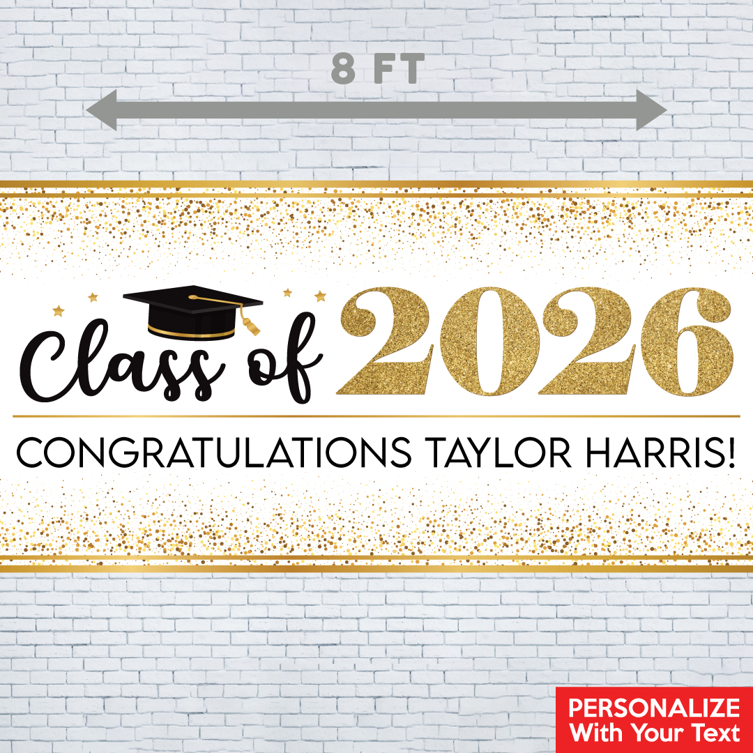 Black & Gold PERSONALIZED Gigantic 8FT Vinyl Banner