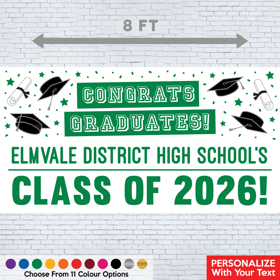 Grad Cap School PERSONALIZED Gigantic 8FT Vinyl Banner