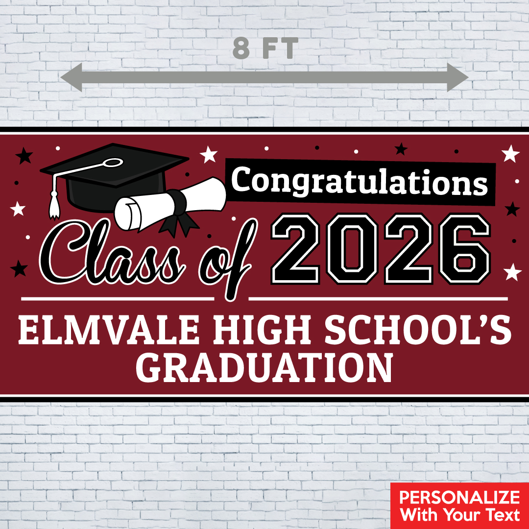 Grad Burgundy PERSONALIZED Gigantic 8 FT Vinyl Keepsake Banner