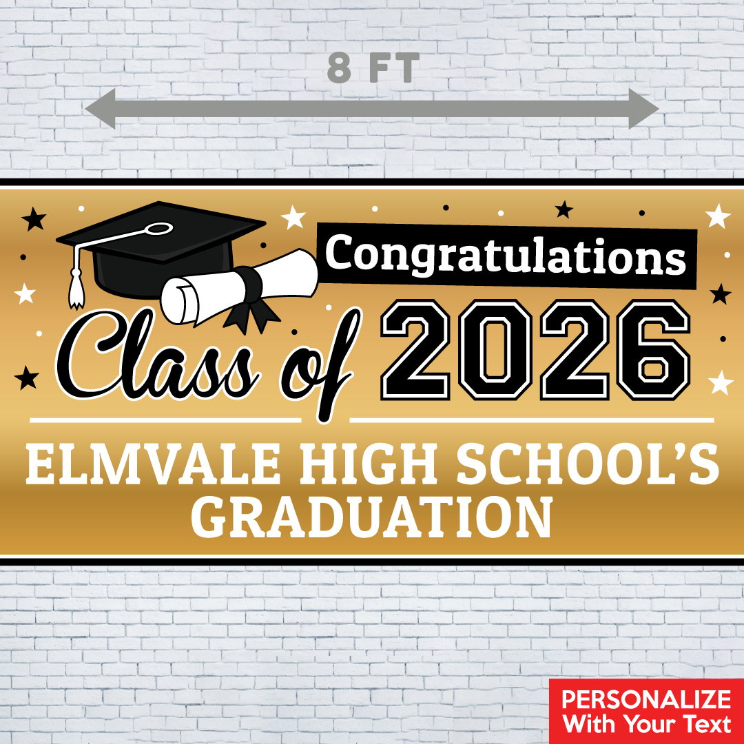 Grad Gold PERSONALIZED Gigantic 8FT Vinyl Keepsake Banner