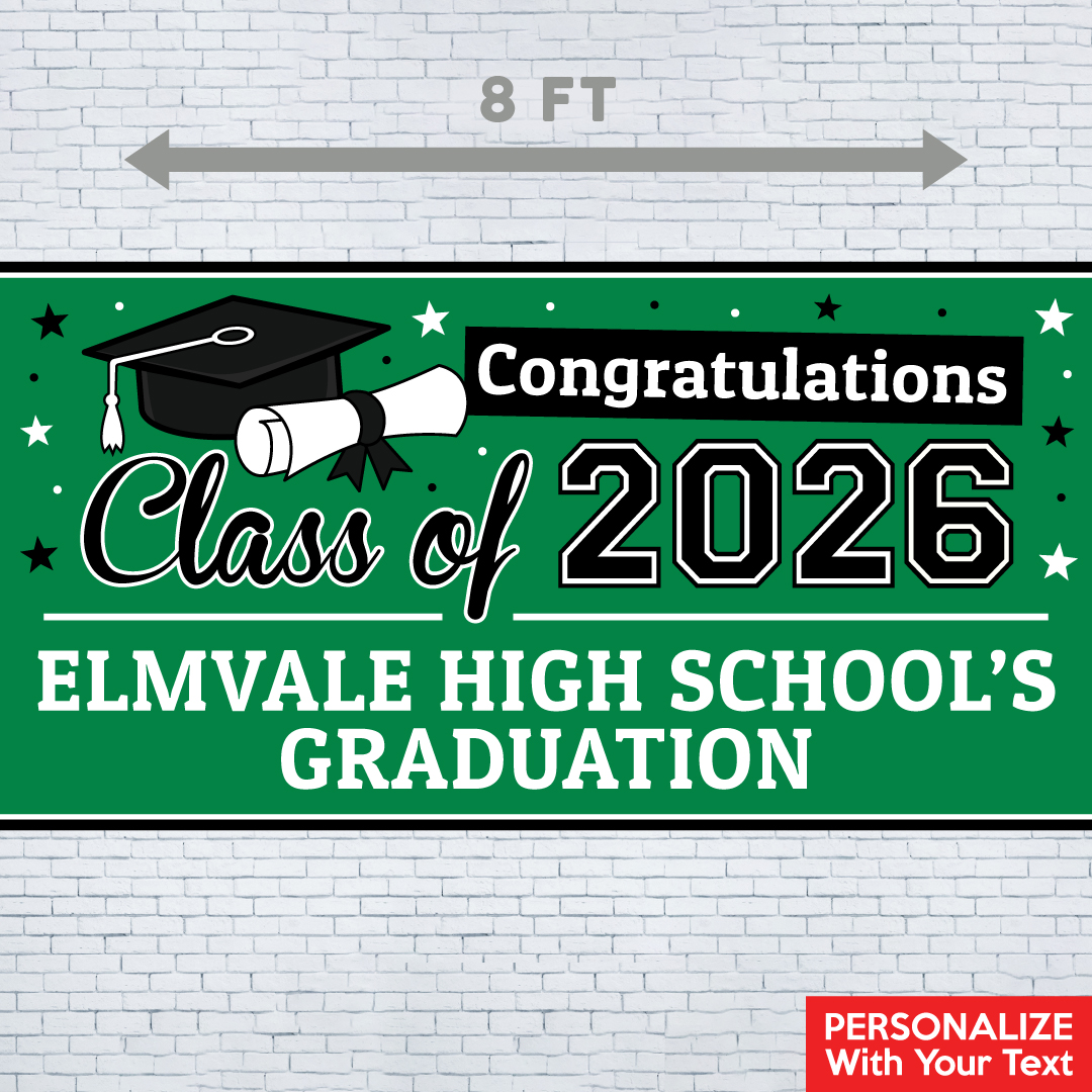 Grad Green PERSONALIZED Gigantic 8FT Vinyl Keepsake Banner