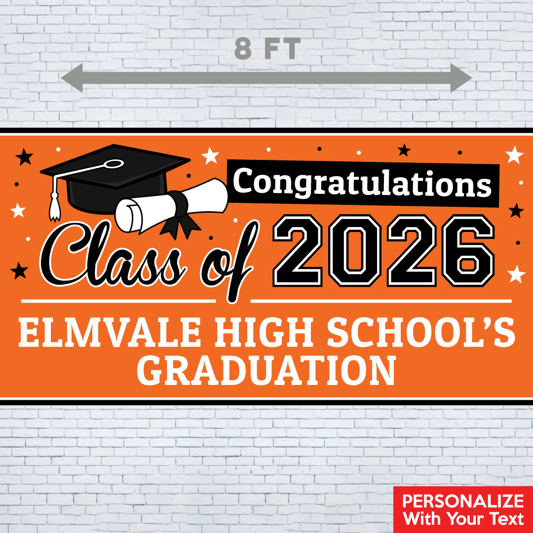 Grad Orange PERSONALIZED Gigantic 8FT Vinyl Keepsake Banner