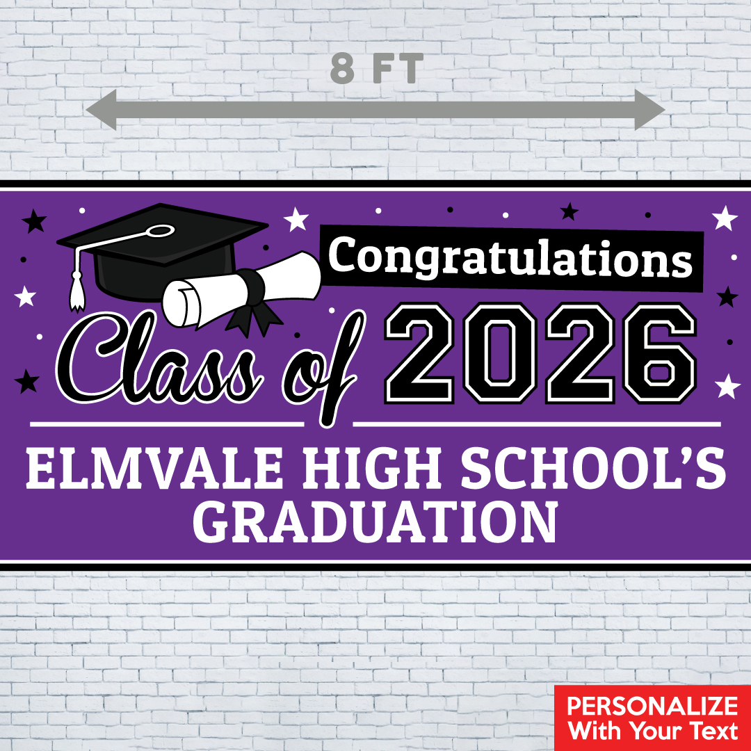 Grad Purple PERSONALIZED Gigantic 8FT Vinyl Keepsake Banner
