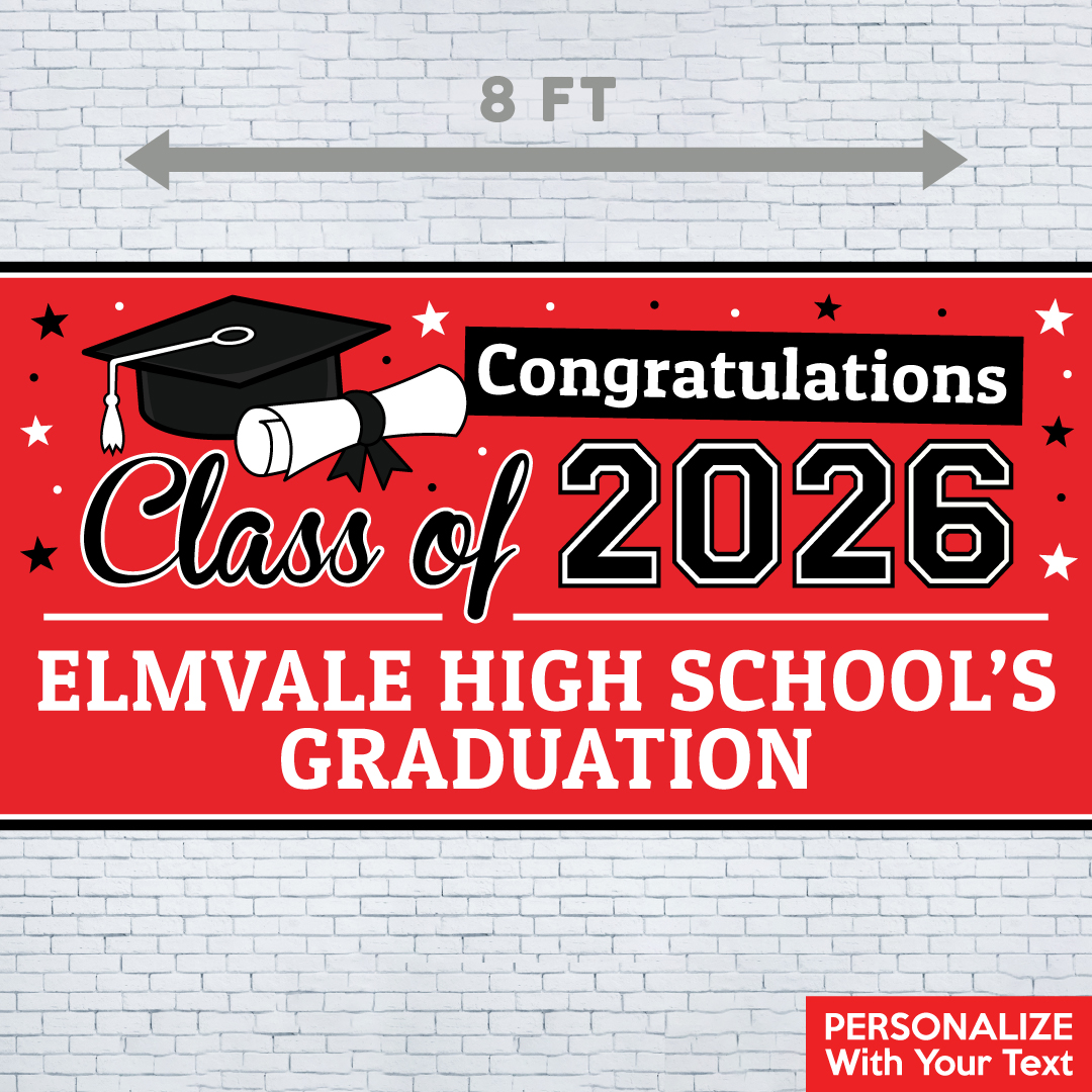 Grad Red PERSONALIZED Gigantic 8FT Vinyl Keepsake Banner