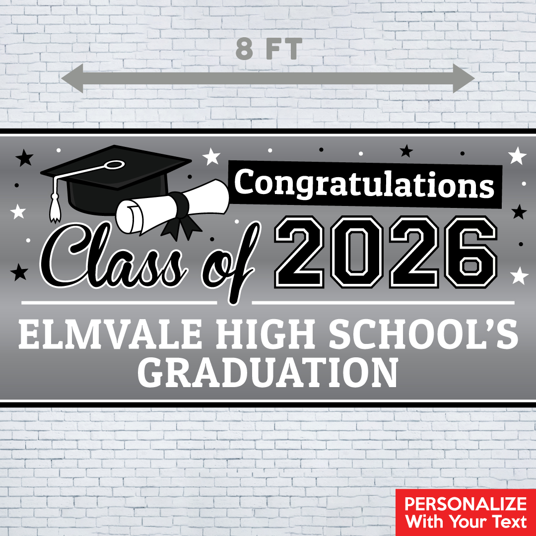 Grad Silver PERSONALIZED Gigantic 8FT Vinyl Keepsake Banner