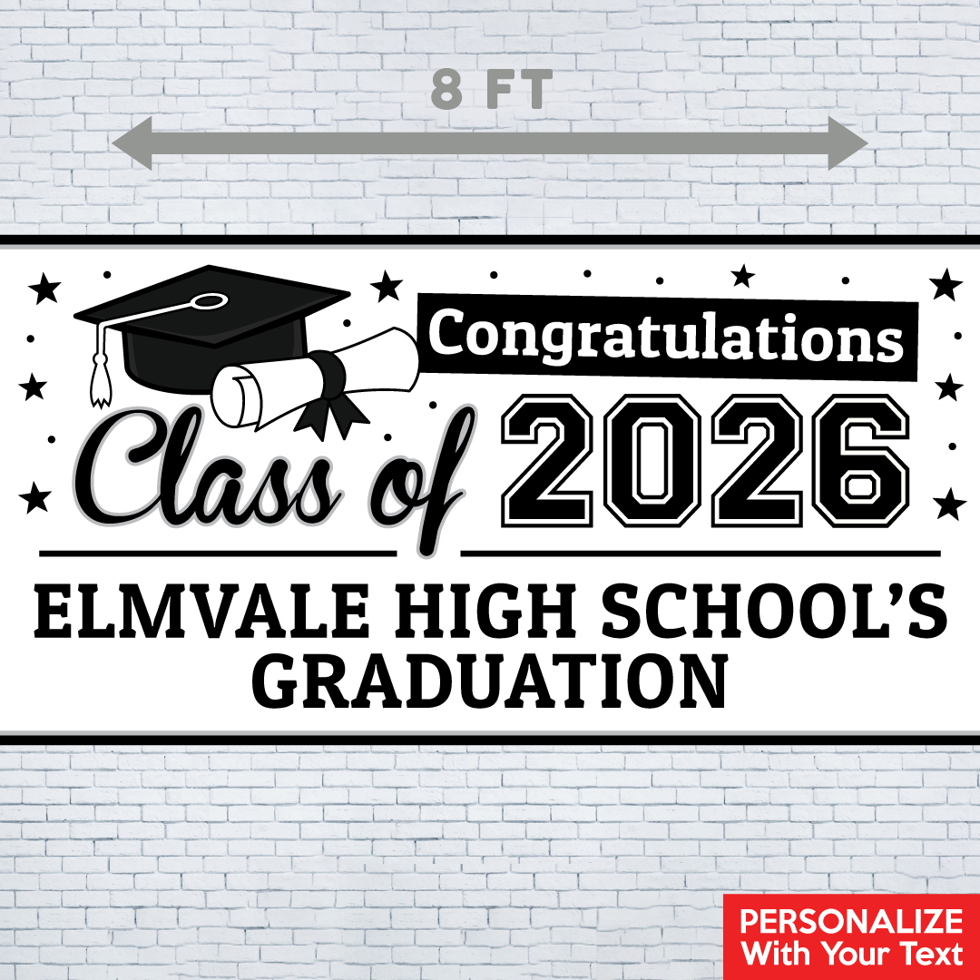 Grad White PERSONALIZED Gigantic 8FT Vinyl Keepsake Banner
