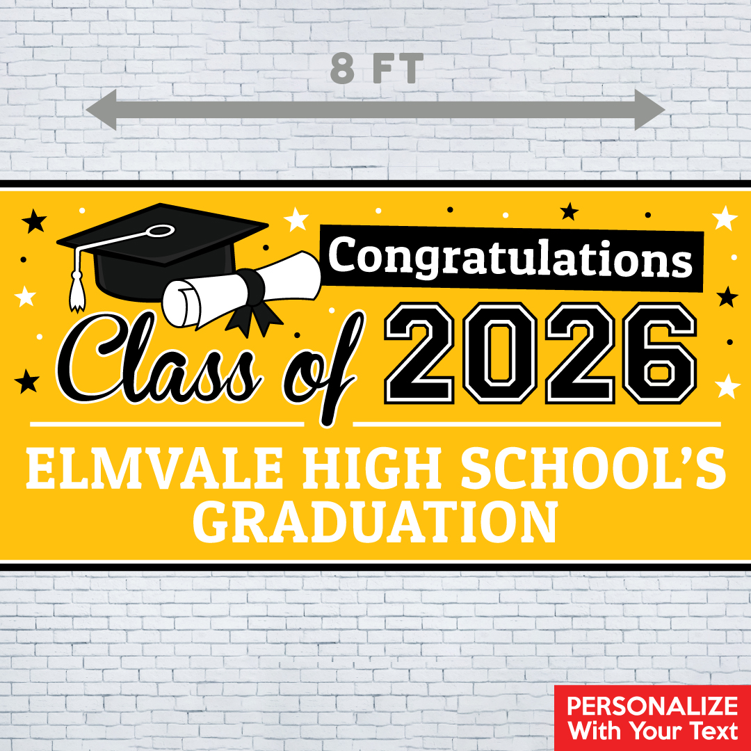 Grad Yellow PERSONALIZED Gigantic 8FT Vinyl Keepsake Banner