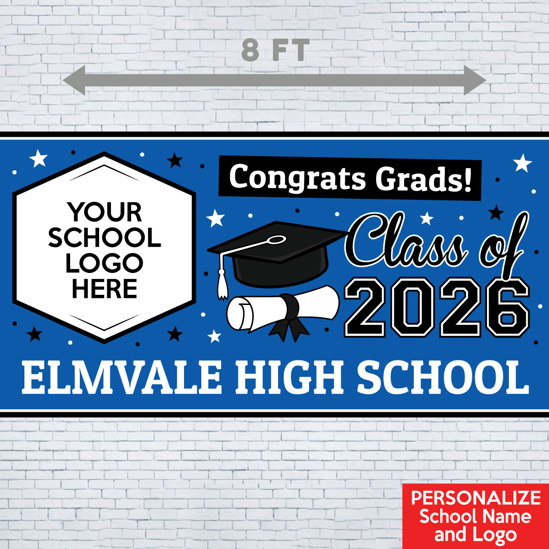 Grad Blue 2 PERSONALIZED Gigantic 8FT Vinyl Keepsake Banner