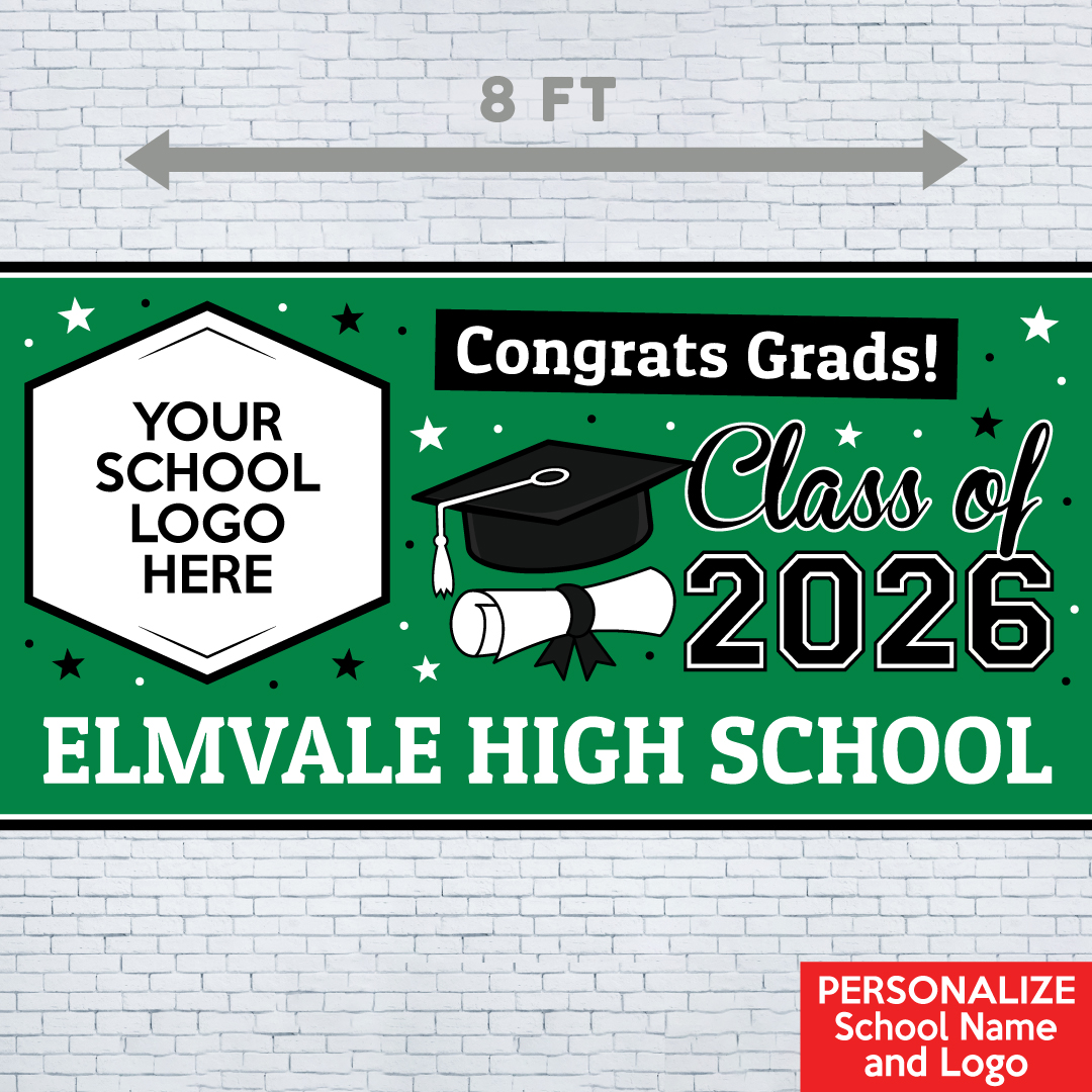 Grad Green 2 PERSONALIZED Gigantic 8FT Vinyl Keepsake Banner