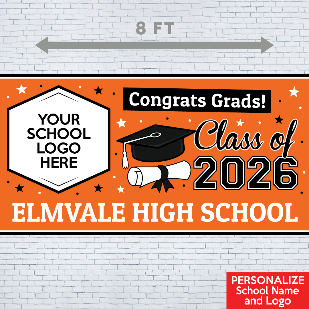 Grad Orange 2 PERSONALIZED Gigantic 8FT Vinyl Keepsake Banner