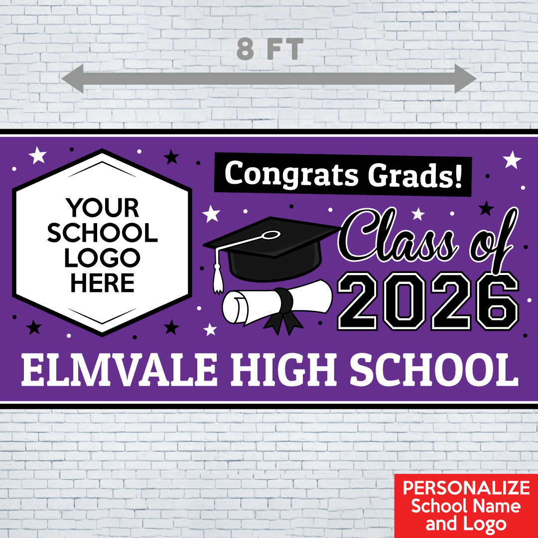 Grad Purple 2 PERSONALIZED Gigantic 8FT Vinyl Keepsake Banner