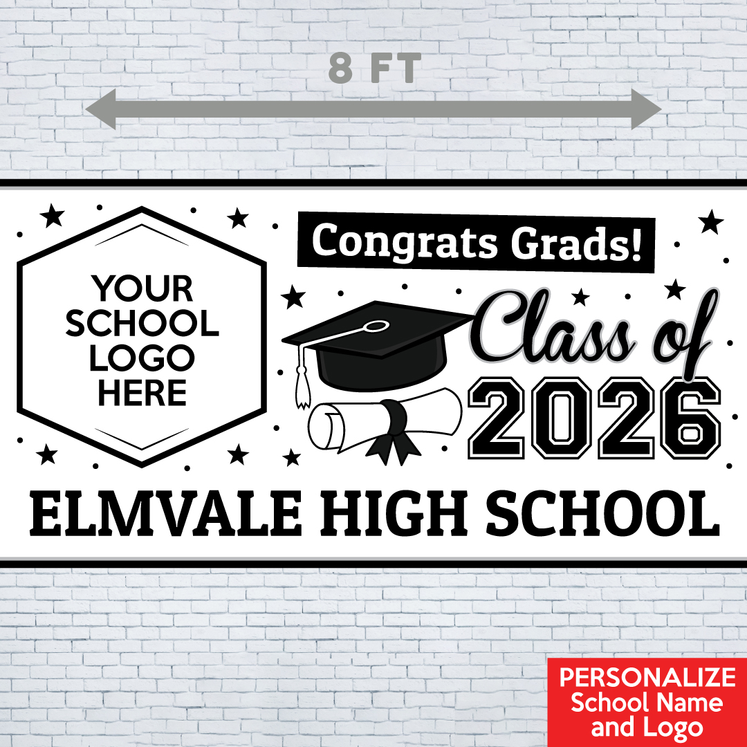 Grad White 2 PERSONALIZED Gigantic 8FT Vinyl Keepsake Banner