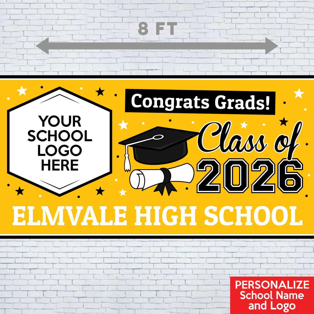 Grad Yellow 2 PERSONALIZED Gigantic 8FT Vinyl Keepsake Banner
