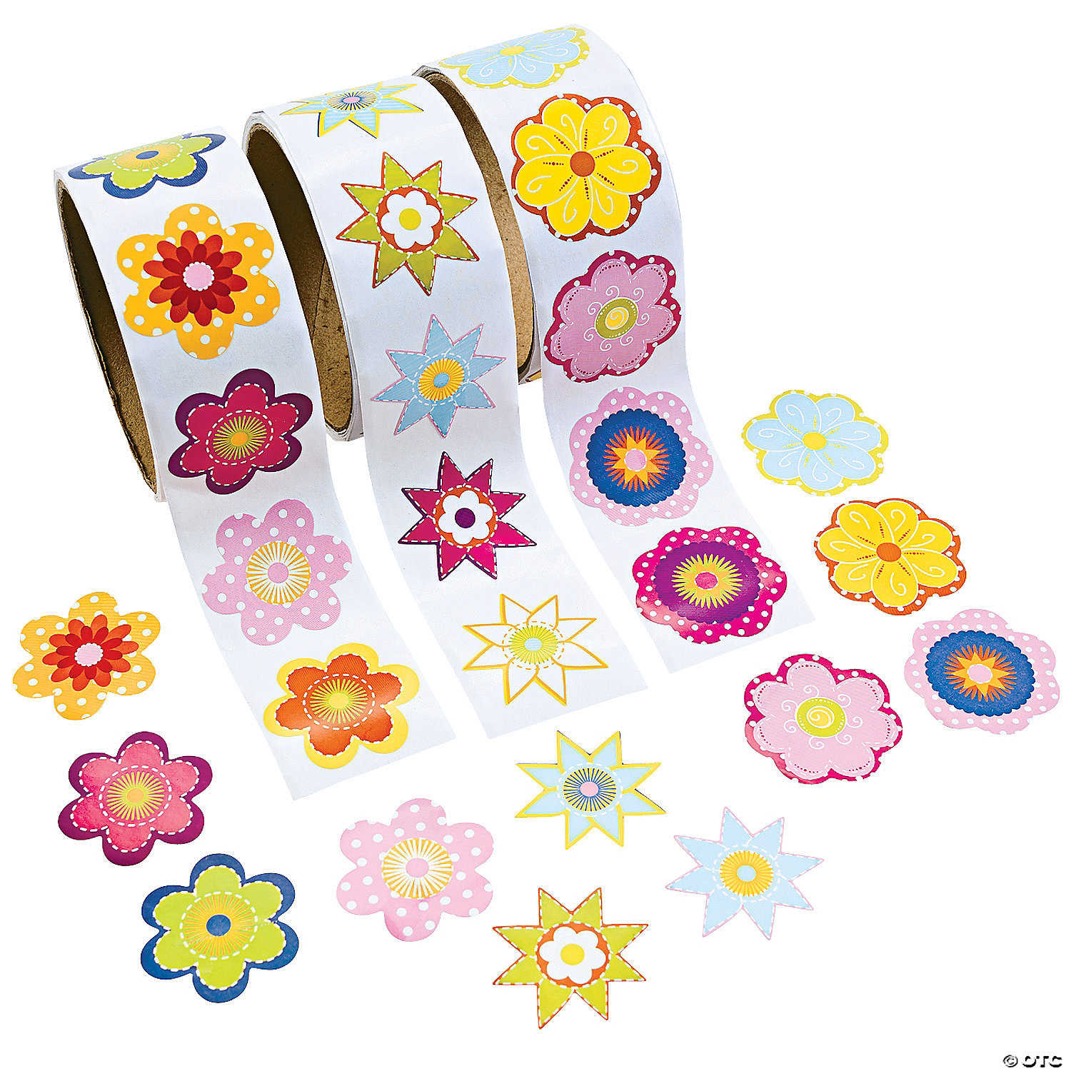 Flower Sticker Roll Bulk Assortment - 300 Pcs