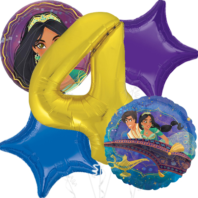 Princess Jasmine Cake Topper Aladdin Themed Birthday Genie Lamp Aqua Purple  Gold 