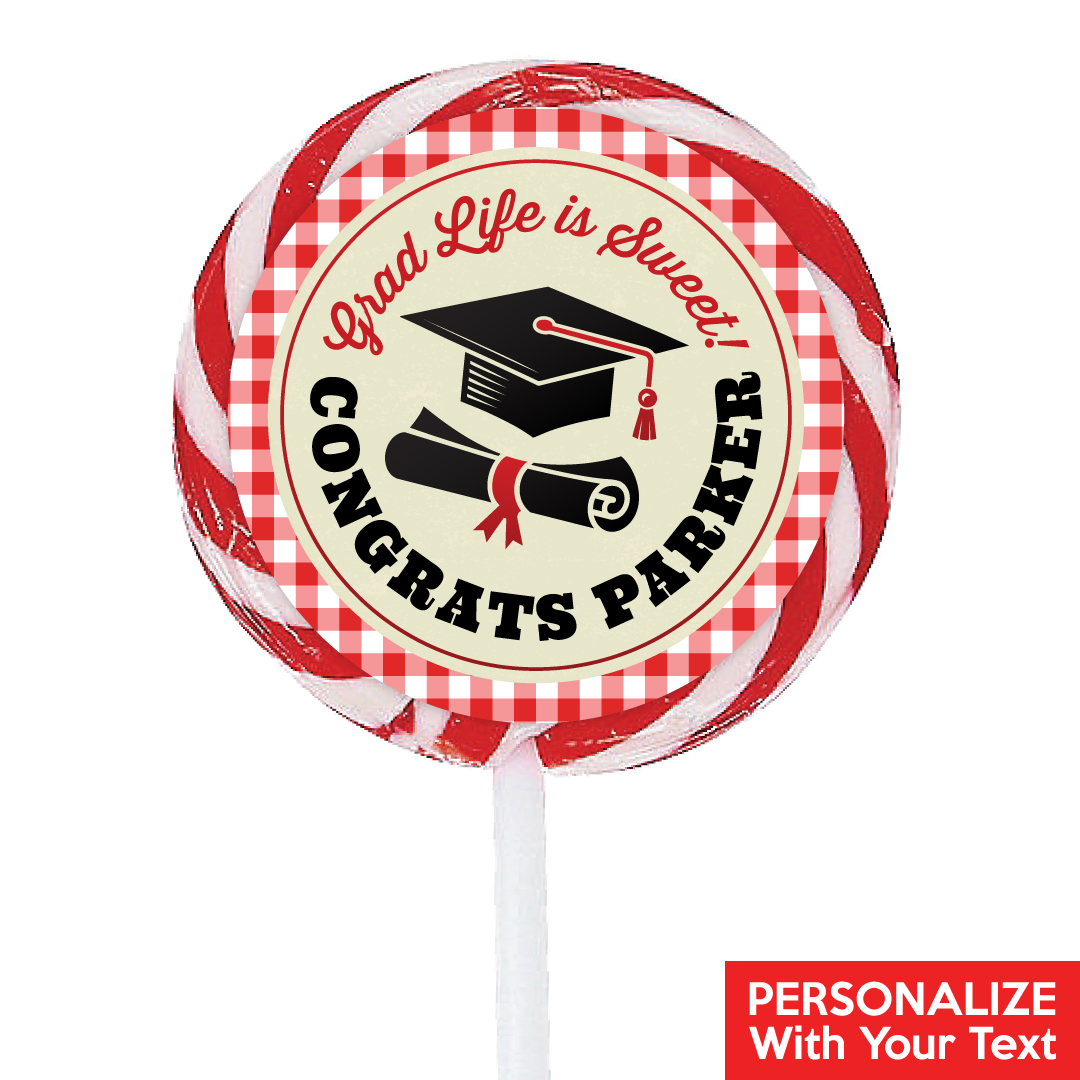 BBQ Grad PERSONALIZED Lollipops - 12 Pk
