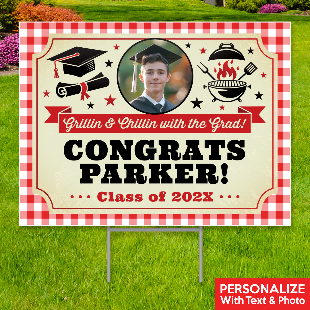 Luau Grad Party Photo PERSONALIZED Large Yard Sign