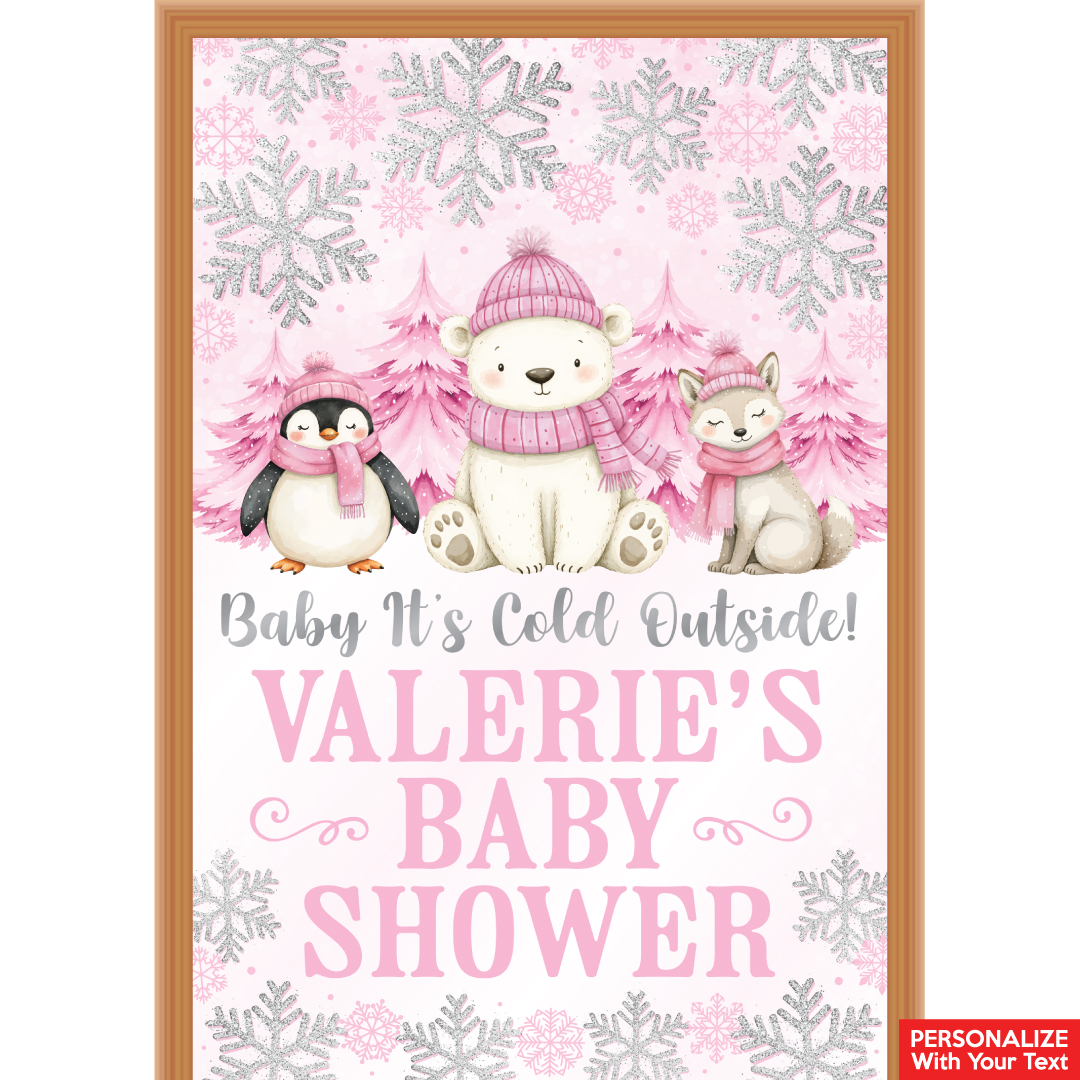 Baby It's Cold Outside Blue PERSONALIZED Giant Vinyl Door Sign