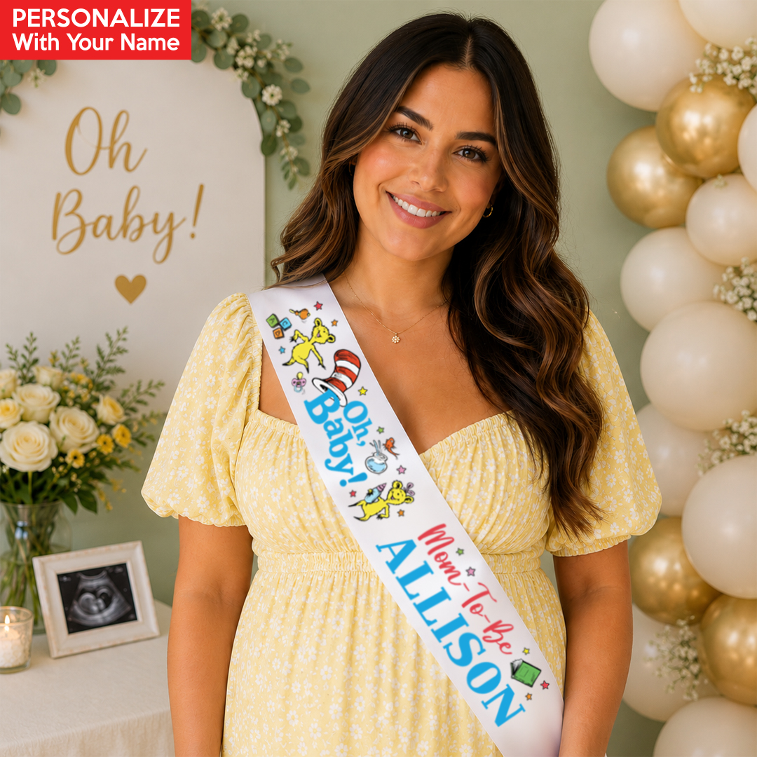 Oh Baby Dr Seuss Baby Shower Personalized White Satin Sash