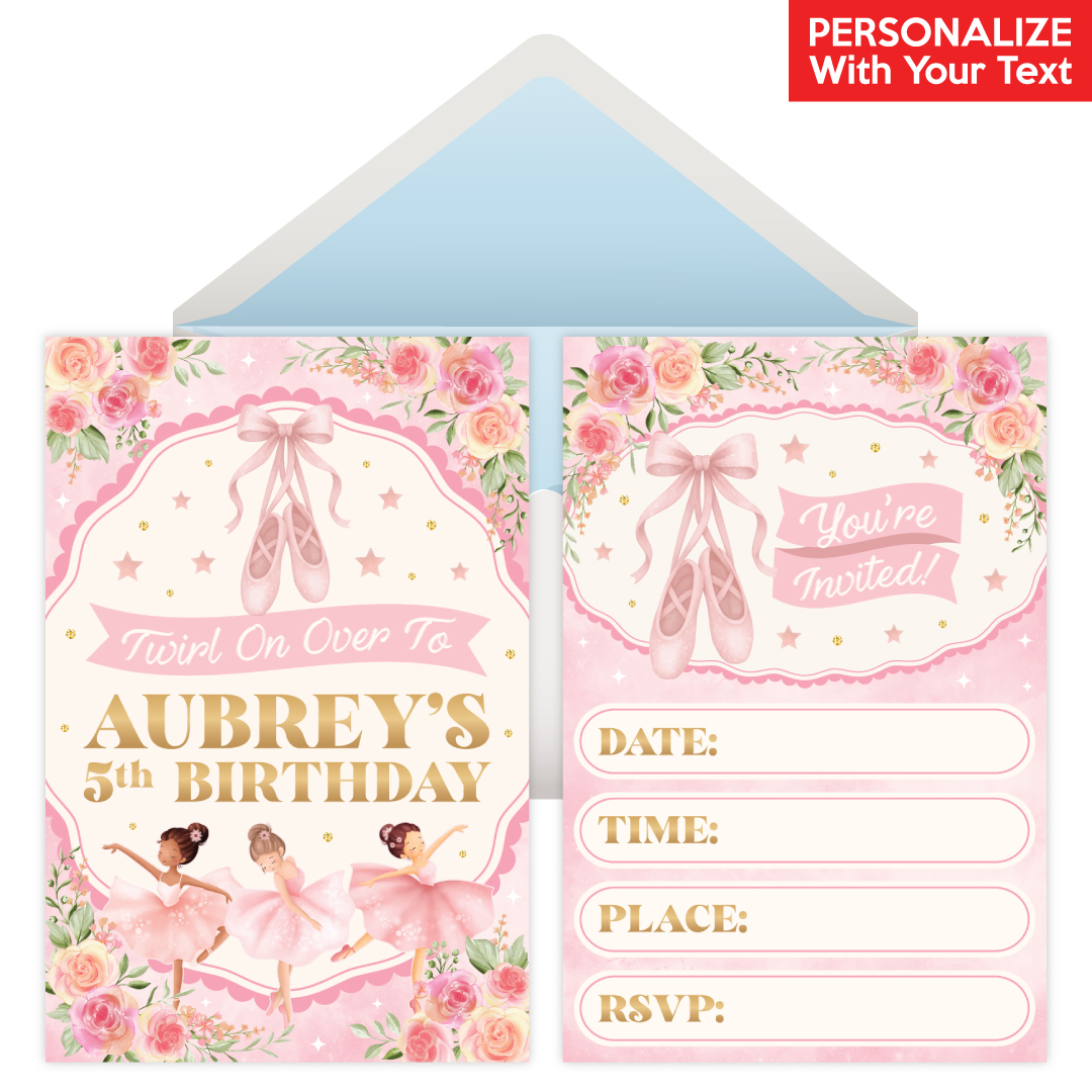 Ballerina PERSONALIZED Invitations - 8 Pk