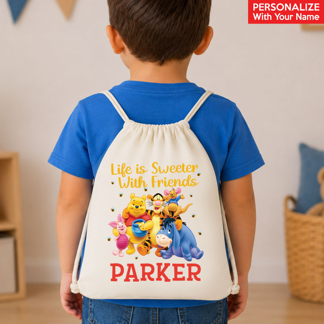 Winnie the Pooh & Friends Personalized Drawstring Backpack